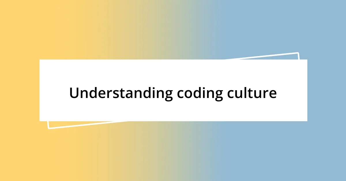 Understanding coding culture