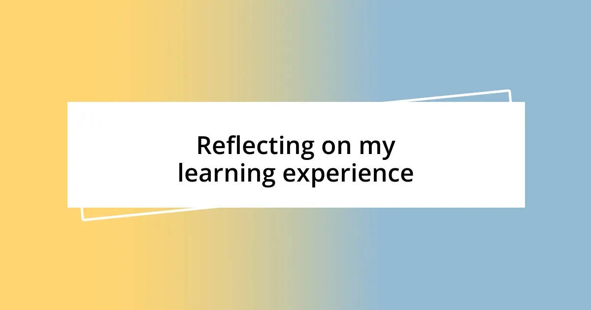 Reflecting on my learning experience