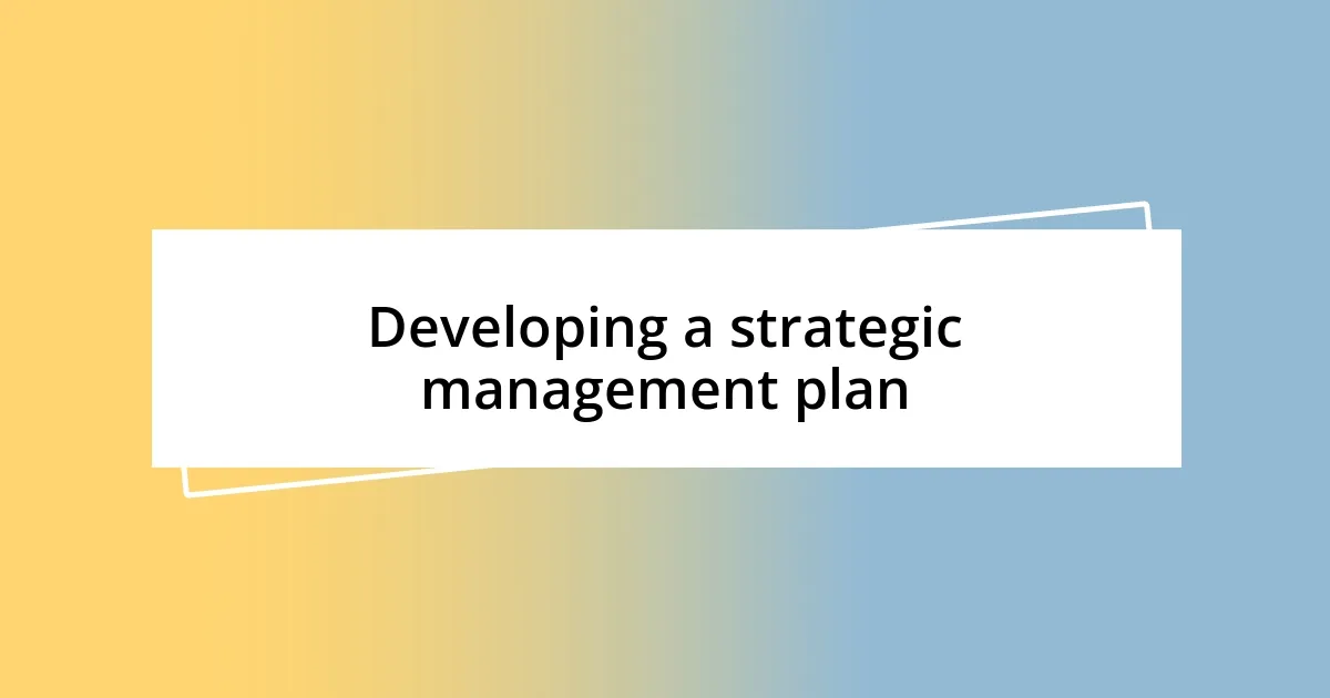 Developing a strategic management plan