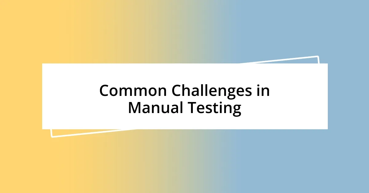 Common Challenges in Manual Testing