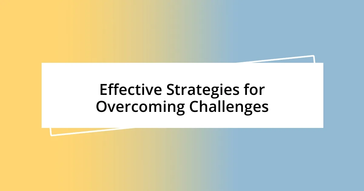 Effective Strategies for Overcoming Challenges