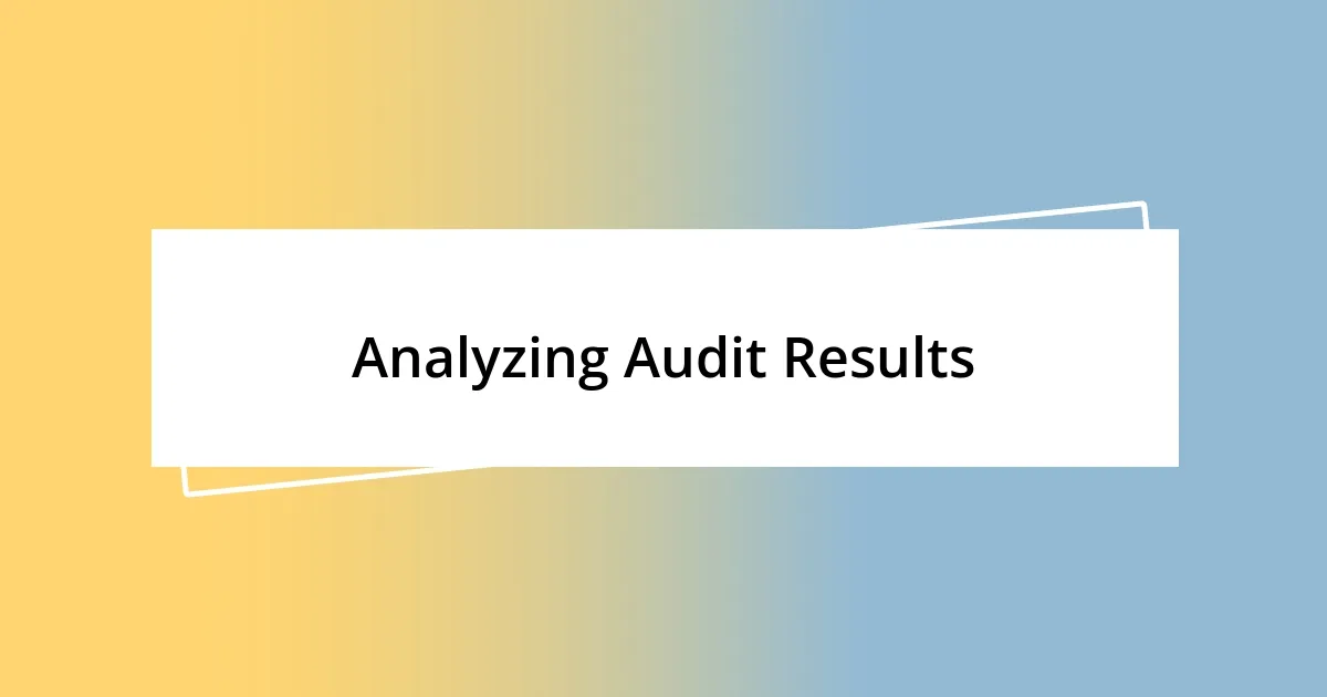 Analyzing Audit Results