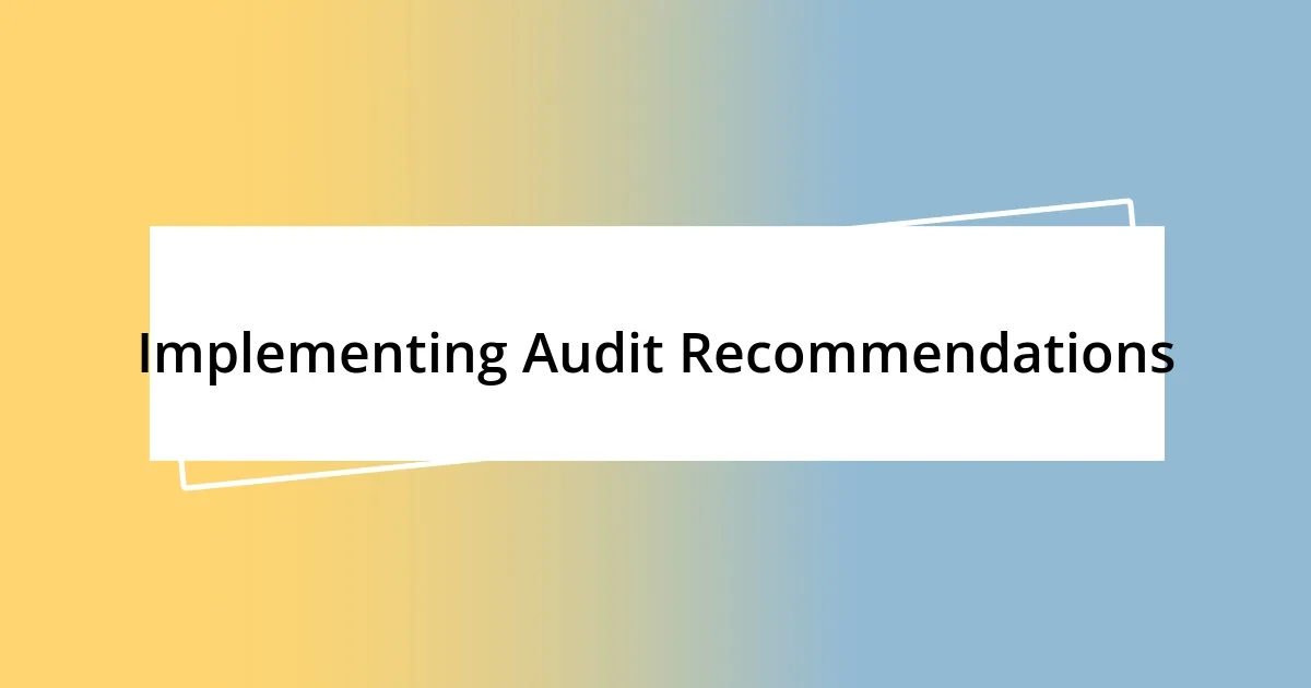 Implementing Audit Recommendations